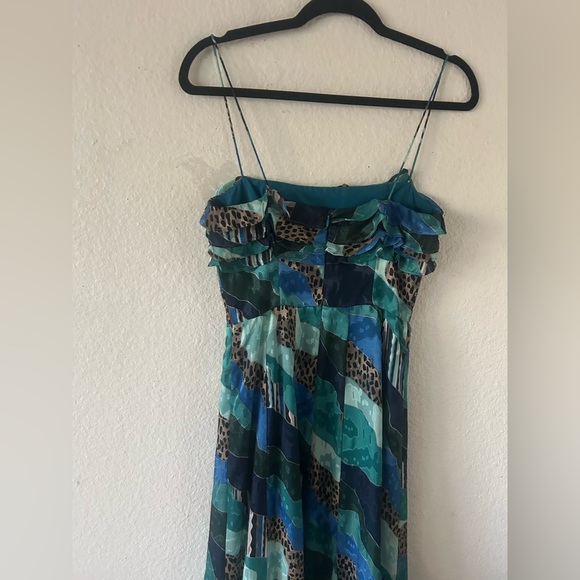 Hutch Womens 2 Blue Animal Print Maxi Ruffle Strap Patchwork Dress Fairy - Picture 15 of 15